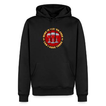 Vin sans gluten - Sweat à capuche Premium bio Homme - noir - Devant - Nico (187cm)