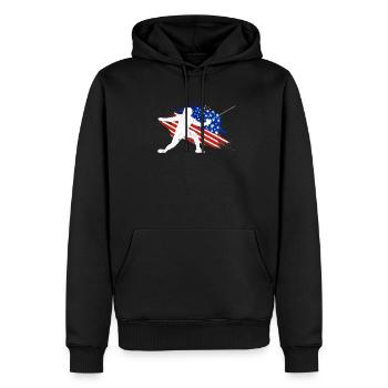 Fechter Amerikanische Flagge T-Shirt I Proud - Männer Premium Bio Hoodie - Schwarz - Vorne - Nico (187cm)