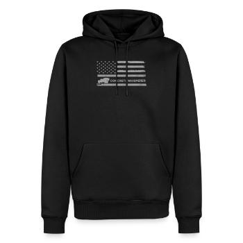 Betonfertiger Betonflüsterer Amerikanische Flagge - Männer Premium Bio Hoodie - Schwarz - Vorne - Nico (187cm)