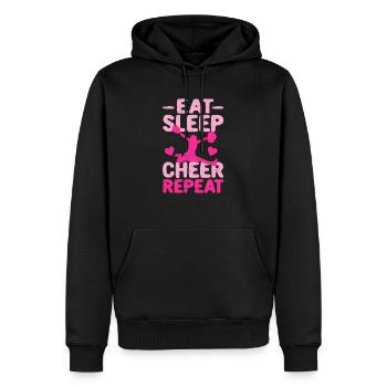EAT SLEEP CHEER REPEAT Cheerleading Team Cheerlead - Männer Premium Bio Hoodie - Schwarz - Vorne - Nico (187cm)