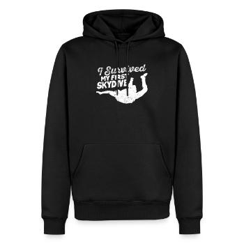 J’ai survécu à mon premier saut en parachute - Sweat à capuche Premium bio Homme - noir - Devant - Nico (187cm)