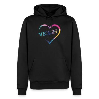 Violin Violinist Heart Watercolor - Männer Premium Bio Hoodie - Schwarz - Vorne - Nico (187cm)