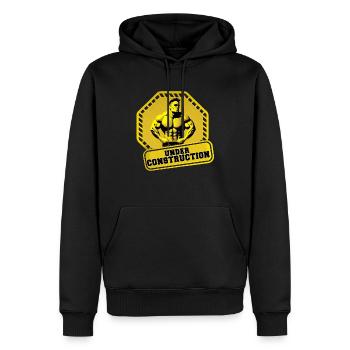 Muskel im Aufbau - Männer Premium Bio Hoodie - Schwarz - Vorne - Nico (187cm)