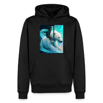 Balades pour enfants ours polaires - Sweat à capuche Premium bio Homme - noir - Devant - Nico (187cm)