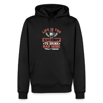 DAS LEBEN IST ZU KURZ, UM SCHLECHTEN WEIN ZU TRINKEN - Männer Premium Bio Hoodie - Schwarz - Vorne - Nico (187cm)