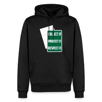 Collect It Protect It Respect It Funny TCG Trading - Männer Premium Bio Hoodie - Schwarz - Vorne - Nico (187cm)