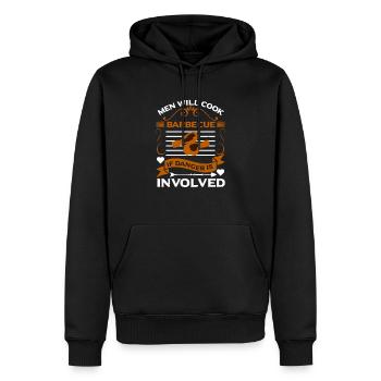 MÄNNER GRILLEN, WENN GEFAHR BESTEHT - Männer Premium Bio Hoodie - Schwarz - Vorne - Nico (187cm)