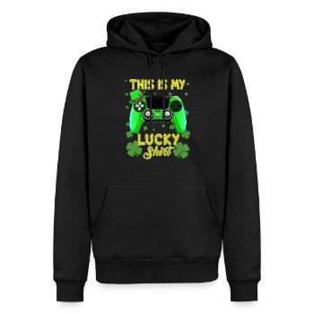 My Lucky Shirt St Patrick Green Shamrock Gamer - Sweat à capuche Premium bio Homme - noir - Devant - Nico (187cm)