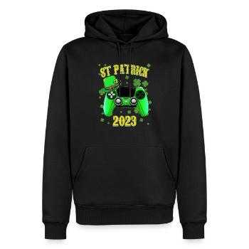 Green St Patrick 2023 Enfants Adulte Gamer - Sweat à capuche Premium bio Homme - noir - Devant - Nico (187cm)