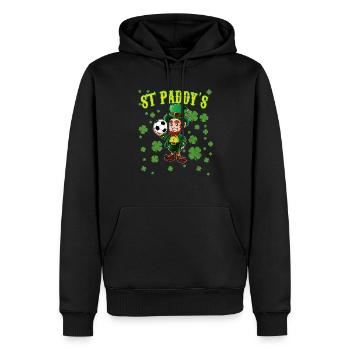 Leprechaun avec ballon de football Kids St Patricks Day - Sweat à capuche Premium bio Homme - noir - Devant - Nico (187cm)