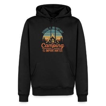 Schule ist wichtig, aber Camping ist wichtiger - Männer Premium Bio Hoodie - Schwarz - Vorne - Nico (187cm)