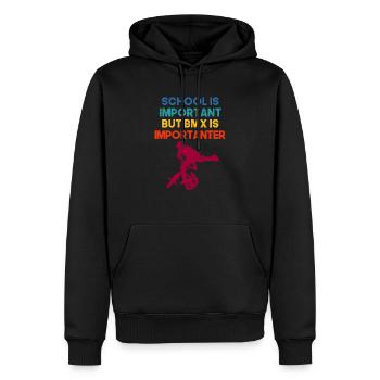Schule ist wichtig, aber BMX ist wichtiger Jugend - Männer Premium Bio Hoodie - Schwarz - Vorne - Nico (187cm)