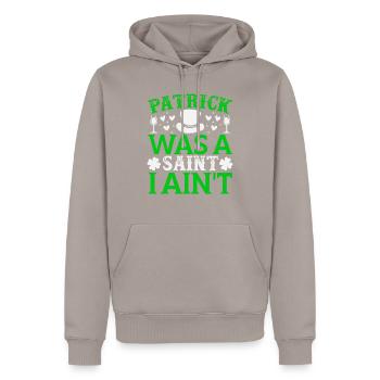 Patrick was a saint i ain t - Men’s Premium Organic Hoodie - taupe - Front - Nico (187cm)