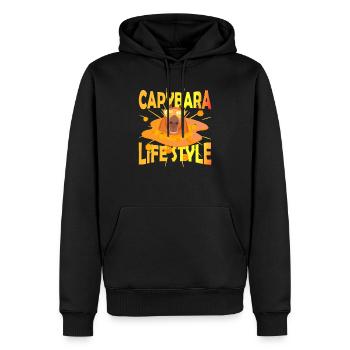Style de vie Capy - Sweat à capuche Premium bio Homme - noir - Devant - Nico (187cm)