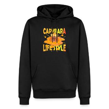 Capy life style duck - Männer Premium Bio Hoodie - Schwarz - Vorne - Nico (187cm)