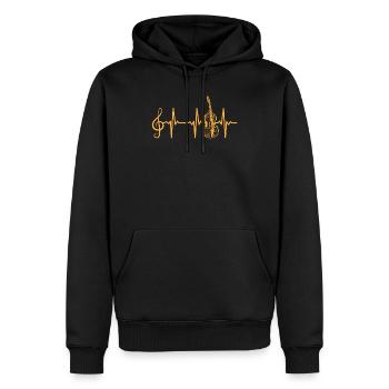 Musical Note Contrabass Heartbeat Clef Heartbeat D - Männer Premium Bio Hoodie - Schwarz - Vorne - Nico (187cm)