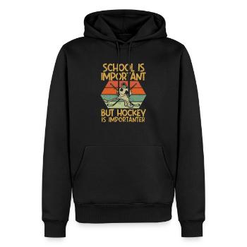L’école est importante, mais le hockey sur glace - Sweat à capuche Premium bio Homme - noir - Devant - Nico (187cm)