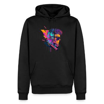 Pop-Art Rocker mit Sonnenbrille Abstrakte Kunst - Männer Premium Bio Hoodie - Schwarz - Vorne - Nico (187cm)