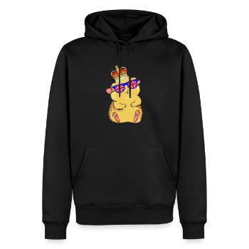 Hamster portant la couronne d’Angleterre - Sweat à capuche Premium bio Homme - noir - Devant - Nico (187cm)