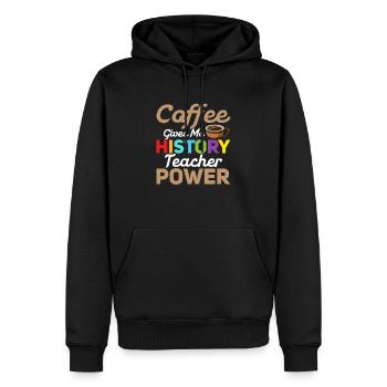 Le café me donne le pouvoir d’un professeur d’histoire Professeur Ed - Sweat à capuche Premium bio Homme - noir - Devant - Nico (187cm)