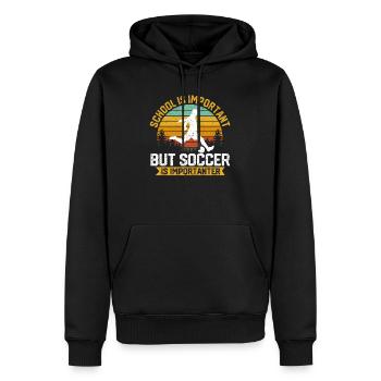 Schule ist wichtig, aber Fußball ist noch wichtige - Männer Premium Bio Hoodie - Schwarz - Vorne - Nico (187cm)