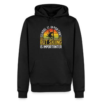 L’école est importante, mais le ski est plus important - Sweat à capuche Premium bio Homme - noir - Devant - Nico (187cm)