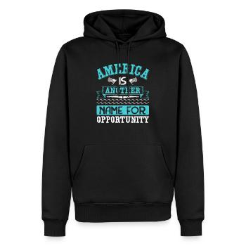 L’AMÉRIQUE EST UN AUTRE NOM POUR L’OPPORTUNITÉ - Sweat à capuche Premium bio Homme - noir - Devant - Nico (187cm)