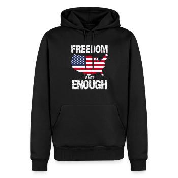 FREEDOM IS NOT ENOUGH FLAG USA - Men’s Premium Organic Hoodie - black - Front - Nico (187cm)