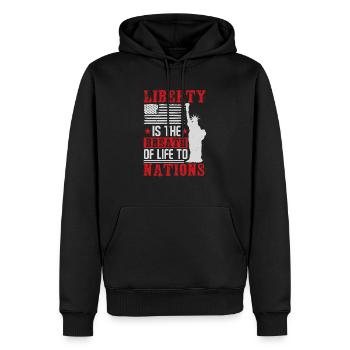 FREIHEIT IST DER ATEM DES LEBENS FÜR NATIONEN 2 - Männer Premium Bio Hoodie - Schwarz - Vorne - Nico (187cm)