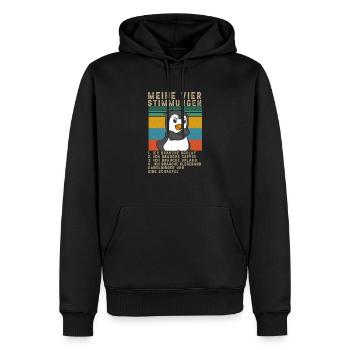 Pinguin Meine Vier Stimmungen Schlaf Kaffee Spruch - Männer Premium Bio Hoodie - Schwarz - Vorne - Nico (187cm)