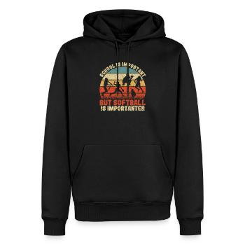 Softballer Schule ist wichtig, aber Softball ist - Männer Premium Bio Hoodie - Schwarz - Vorne - Nico (187cm)