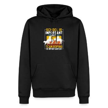 Schule ist wichtig, aber Team Roping ist wichtiger - Männer Premium Bio Hoodie - Schwarz - Vorne - Nico (187cm)