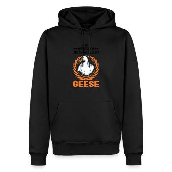Easily distracted by Geese Gänsezüchter Gänse - Männer Premium Bio Hoodie - Schwarz - Vorne - Nico (187cm)