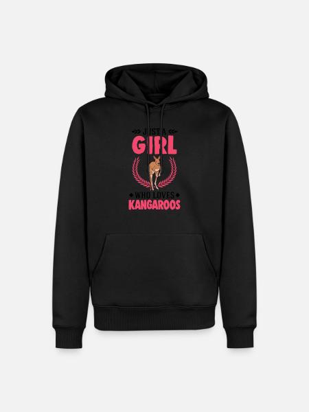 Australisches Känguru Mädchen Kangaroo - Männer Premium Bio Hoodie - Schwarz