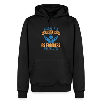 CORN IS A GREEDY CROP AS FARMERS WILL TELL YOU - Men’s Premium Organic Hoodie - black - Front - Nico (187cm)