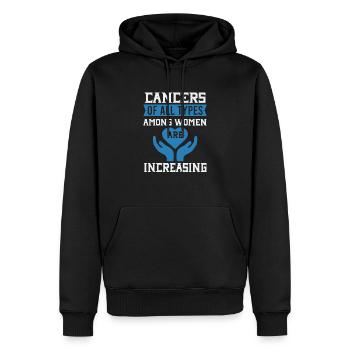 LES CANCERS DE TOUS TYPES CHEZ LES FEMMES SONT EN AUGMENTATION - Sweat à capuche Premium bio Homme - noir - Devant - Nico (187cm)