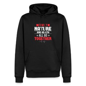 FAMILLY NATURE ET HEALTHY VONT DE PAIR - Sweat à capuche Premium bio Homme - noir - Devant - Nico (187cm)