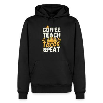 Coffee Teach Tacos Repeat Cinco de Mayo - Men’s Premium Organic Hoodie - black - Front - Nico (187cm)