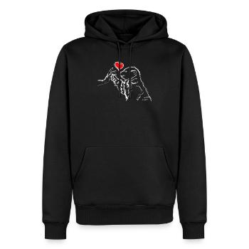 Cœur d’ours polaire tenant la main de l’ours polaire - Sweat à capuche Premium bio Homme - noir - Devant - Nico (187cm)