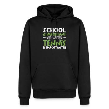 Schule ist wichtig, aber Tennis ist noch wichtiger - Männer Premium Bio Hoodie - Schwarz - Vorne - Nico (187cm)