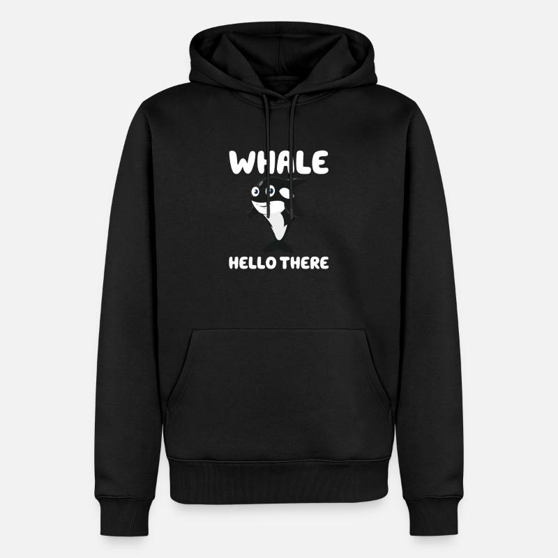 Wal Hallo - Männer Premium Bio Hoodie - Schwarz