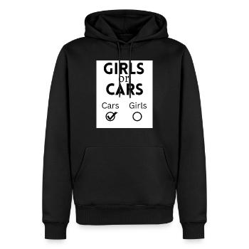 Männer T-Shirt Cars or Girls - Männer Premium Bio Hoodie - Schwarz - Vorne - Nico (187cm)