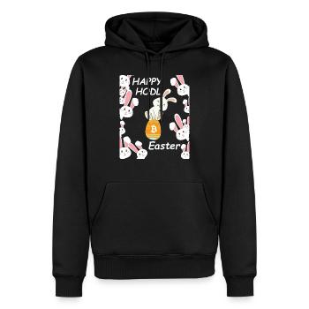 Bitcoin Ostern Fest Happy Easter - Männer Premium Bio Hoodie - Schwarz - Vorne - Nico (187cm)