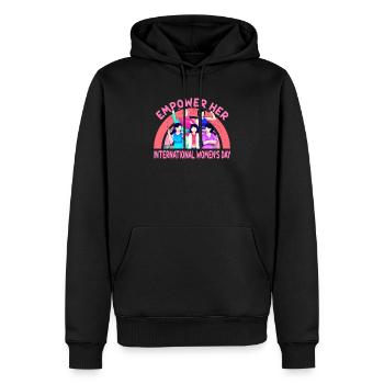 Mois de la femme Empower Her: International Women’s D - Sweat à capuche Premium bio Homme - noir - Devant - Nico (187cm)