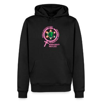 Journée internationale de la femme : Empowerment Embrace Equ - Sweat à capuche Premium bio Homme - noir - Devant - Nico (187cm)