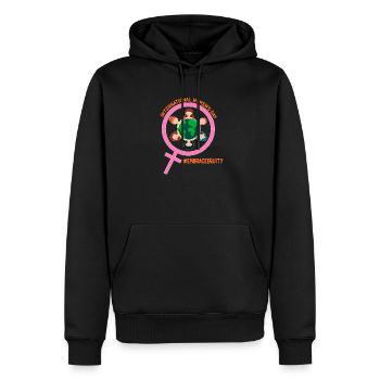 Mois international de la femme : Embrassons l’équité - Sweat à capuche Premium bio Homme - noir - Devant - Nico (187cm)