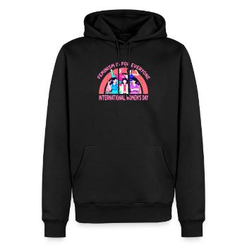 Féminisme pour tous : Journée internationale de la femme - Sweat à capuche Premium bio Homme - noir - Devant - Nico (187cm)