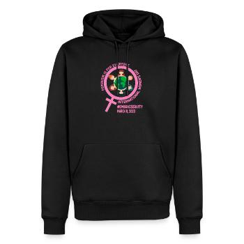 Mois de la femme Embrassons l’équité Féminisme - Sweat à capuche Premium bio Homme - noir - Devant - Nico (187cm)