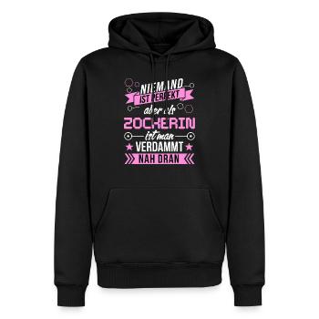 Niemand ist perfekt als Zocker aber nah dran funny - Männer Premium Bio Hoodie - Schwarz - Vorne - Nico (187cm)