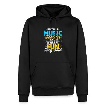 Devenez professeur de musique Ils ont dit Notes d’éducation I - Sweat à capuche Premium bio Homme - noir - Devant - Nico (187cm)
